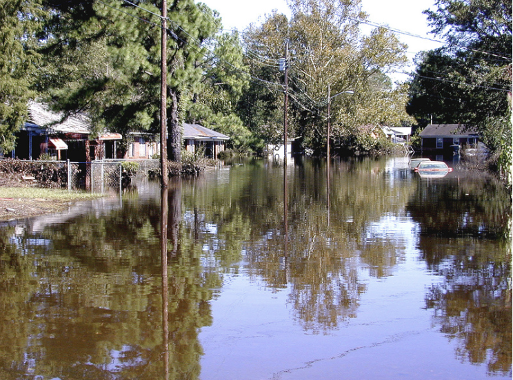 Flood waters in Kinston after Hurricane Floyd in 1999.